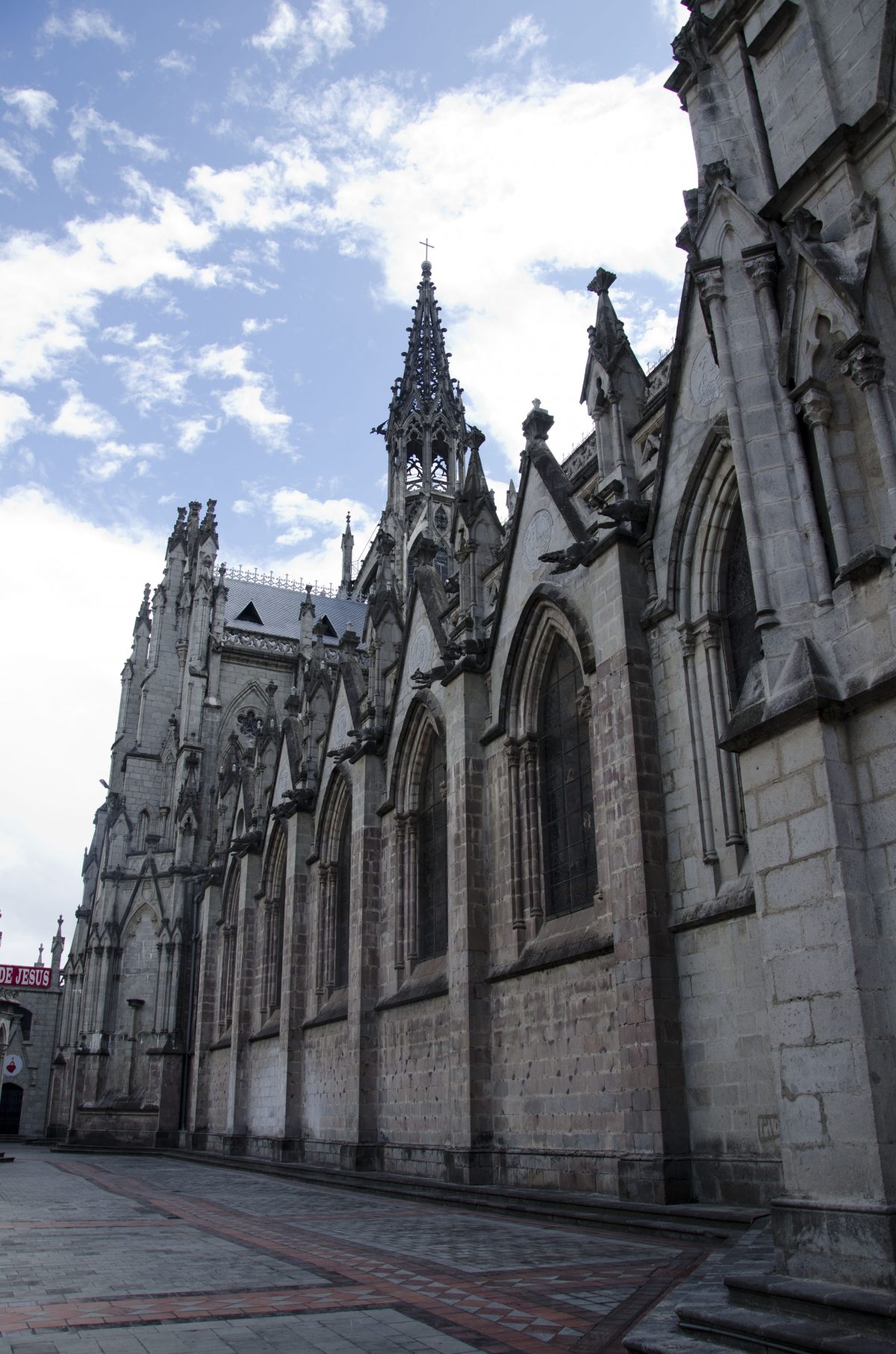 The outside stonework including the gargoyles, all in the images of animals from Ecuador.