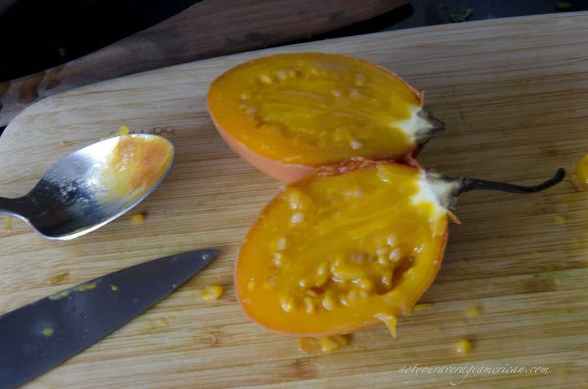 Seeding a Tree Tomato, Ecuadorian Hot Sauce with Ginger