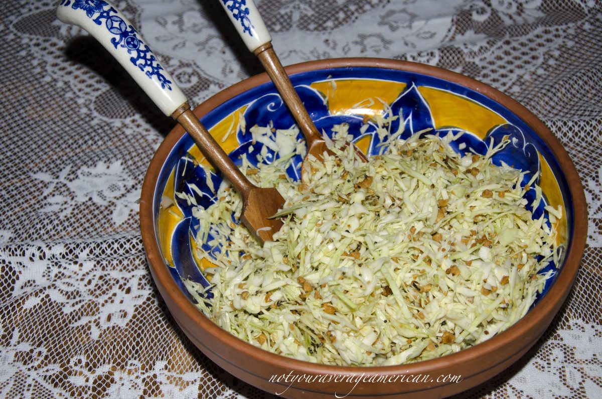 Toss the fried spices and the oil into the coleslaw. Connor's Favorite Coleslaw is not ready to serve!