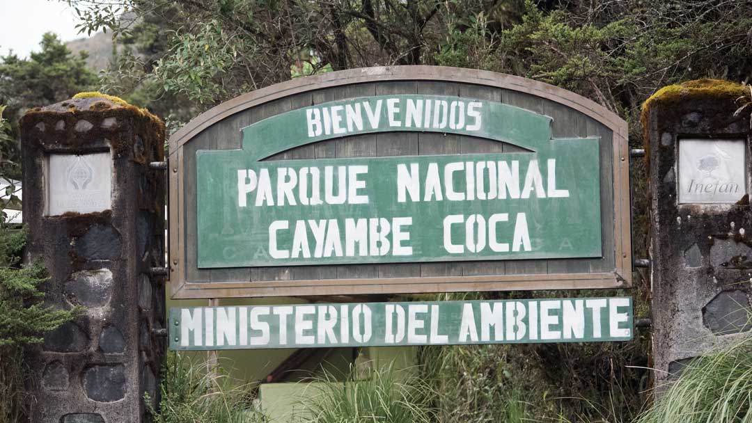 Cayambe Coca National Park Sign, Papallacta Entrance, Ecuador | ©Angela Drake