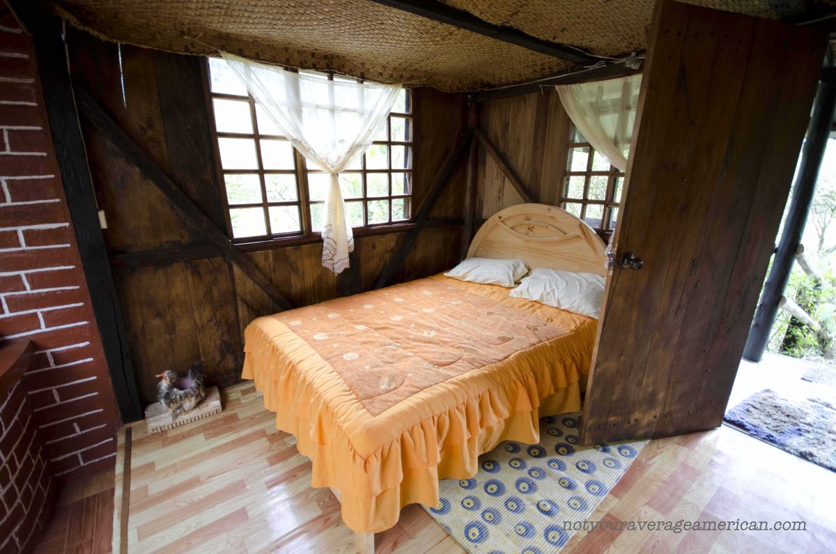 Bedroom number 1 is just inside the front door of the cabin; Panticucho, Baños, Ecuador | ©Angela Drake
