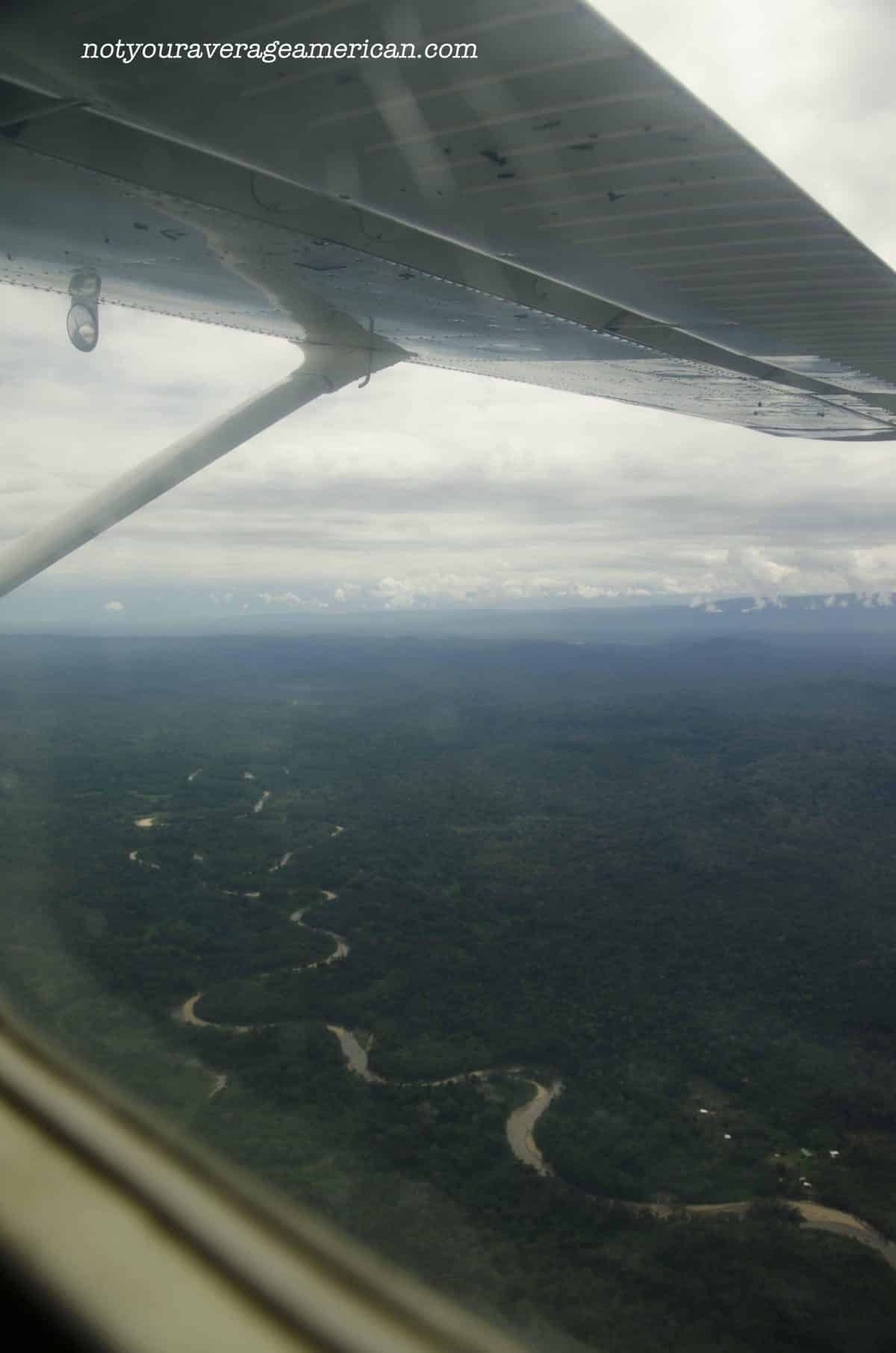 The river winds back and forth through the lands of the Huaorani, Huaroani Lodge
