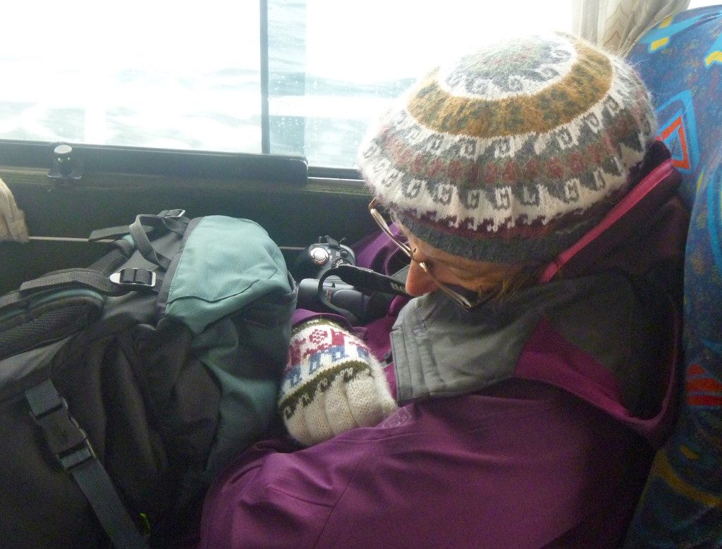 The author wearing her new Taquile hat.