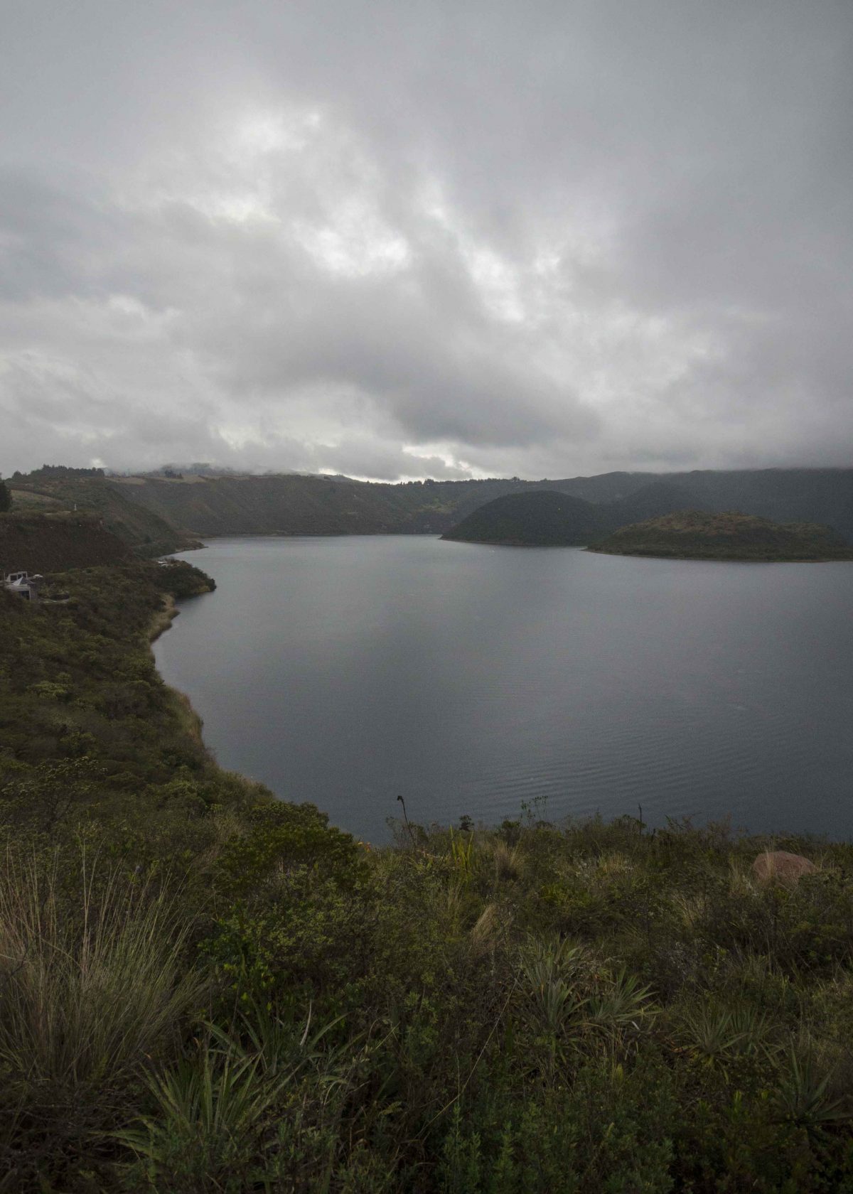 Rain is an everyday threat in the Andes, Laguna Cuicocha, Ecuador
