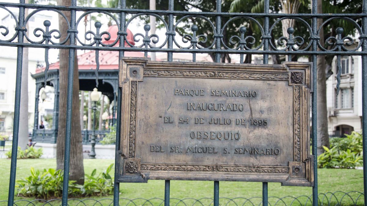 Parque Seminario was dedicated in July, 1895; Guayaquil, Ecuador
