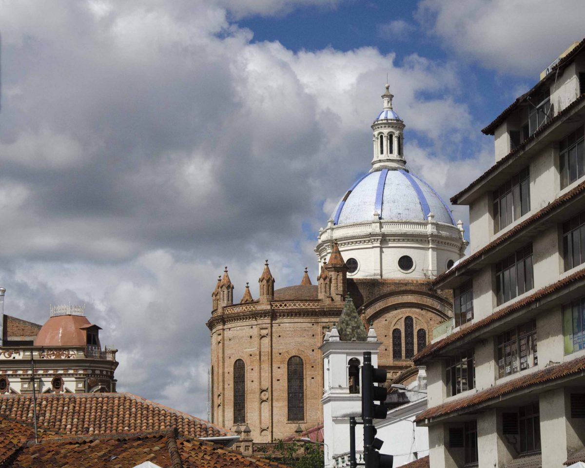 The New Cathedral as seen from Padre Aguirre near Juan Jaramillo, Cuenca, Ecuador