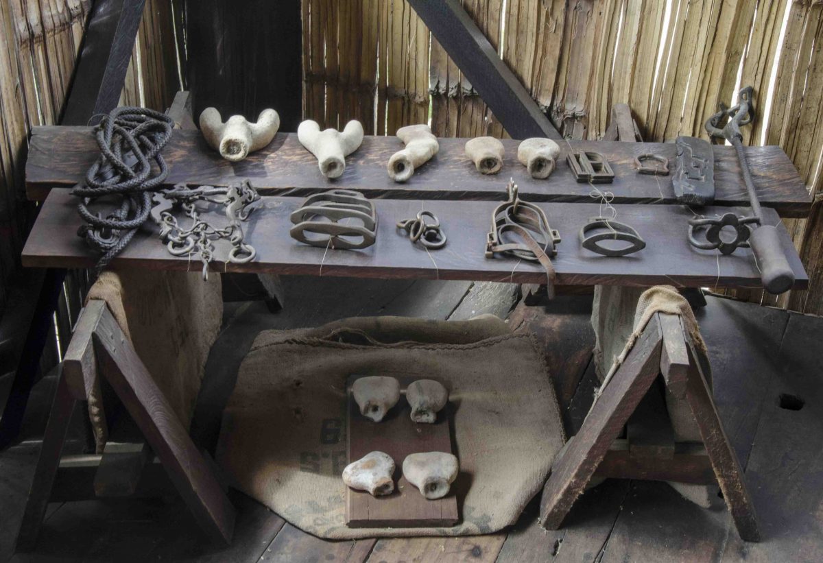Tools from colonial times, Museo Amantes de Sumpa, Santa Elena, Ecuador