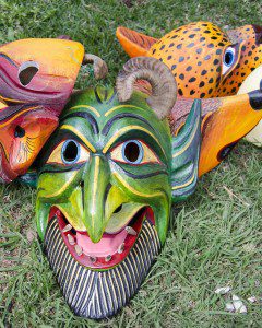 A Devil Mask with Teeth and Horns