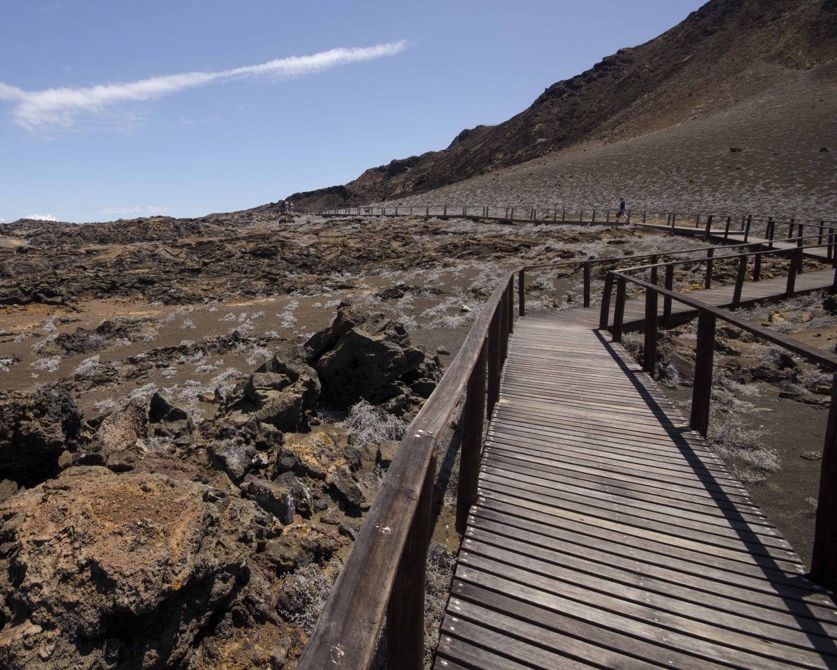 Wooden Trail on Bartolome Island, the Galapagos.