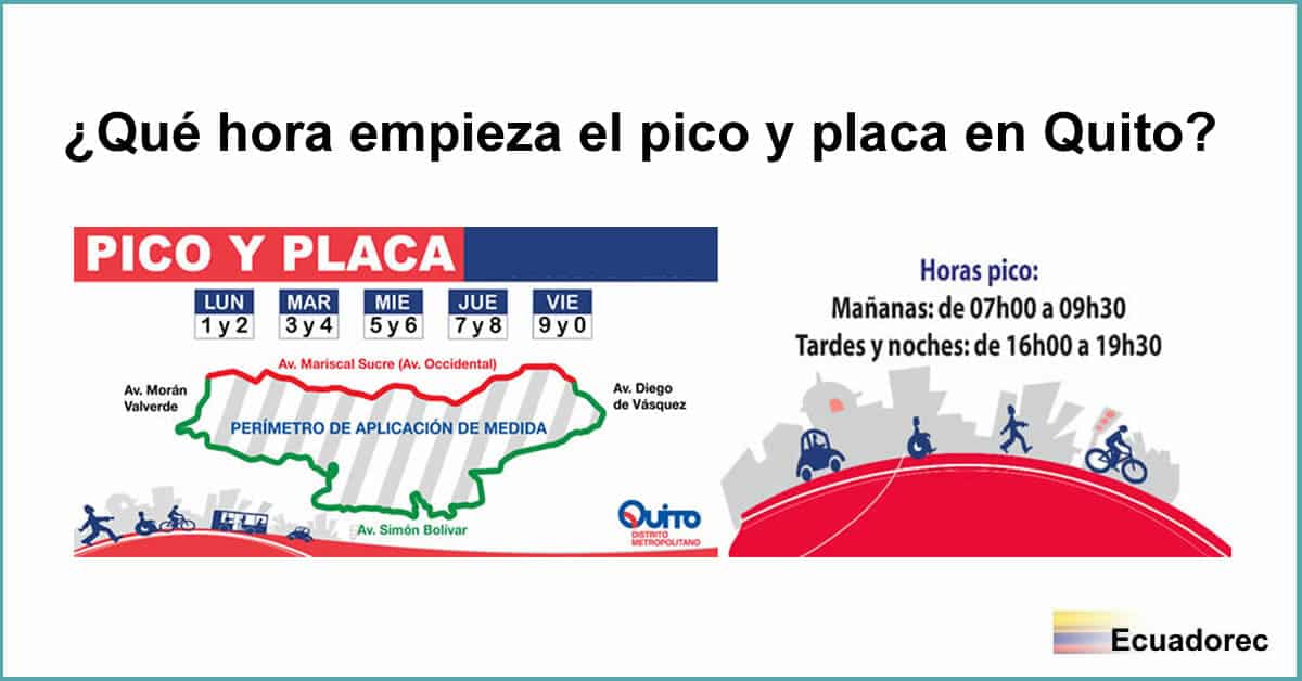 Hours and Prohibitions for Pico y Placa in Quito, Ecuador