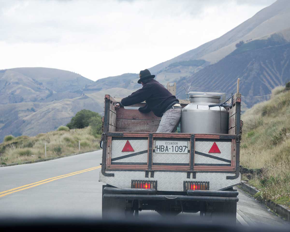 Milk Transport on a major road in Ecuador | ©Angela Drake