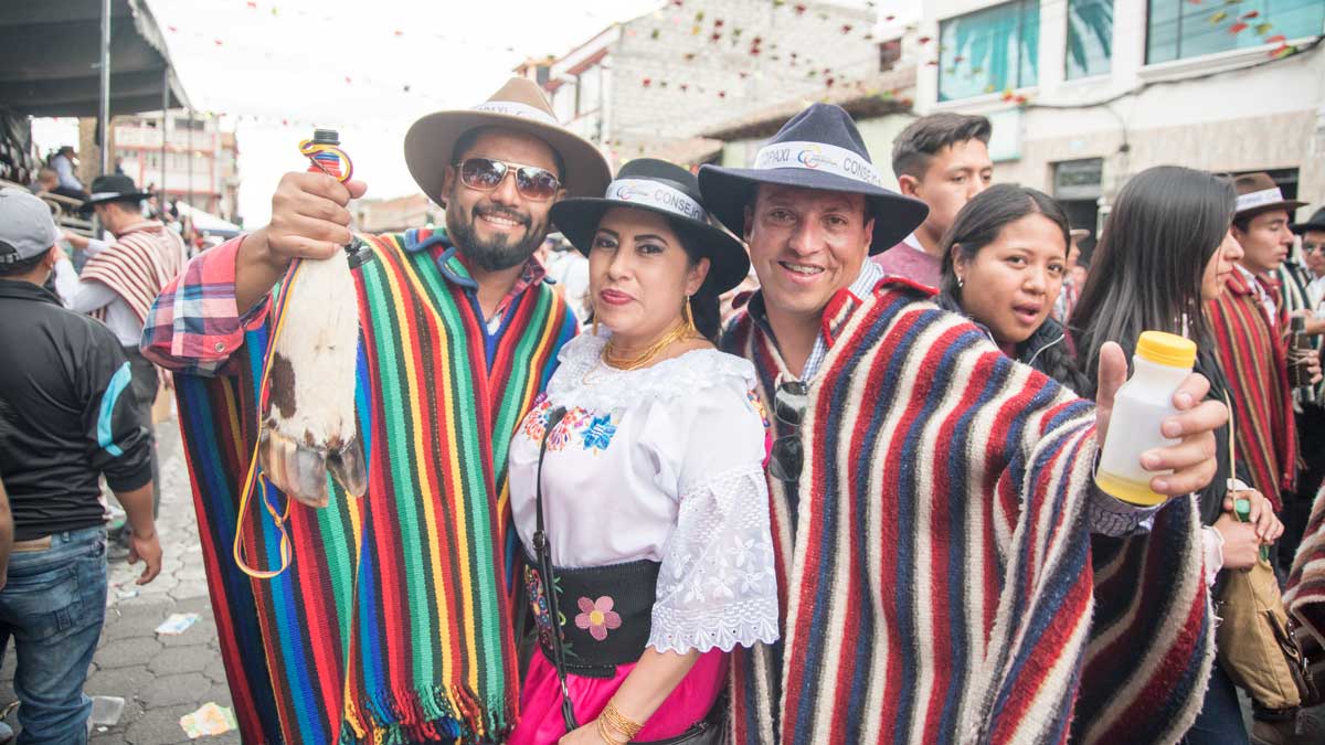 Los Loeros con La Ofrendera, Mama Negra, Latacunga, Ecuador ©Angela Drake