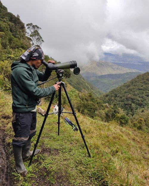 El autor busca aves en Parque Nacional Llanganates, Ecuador | ©Carlos Diaz