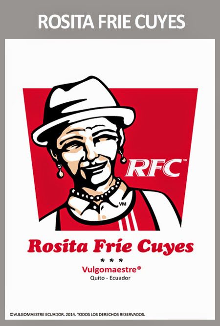 Rosita Frie Cuyes - an image of a women wearing a traditional wool hat in the style of a KFC advertisement