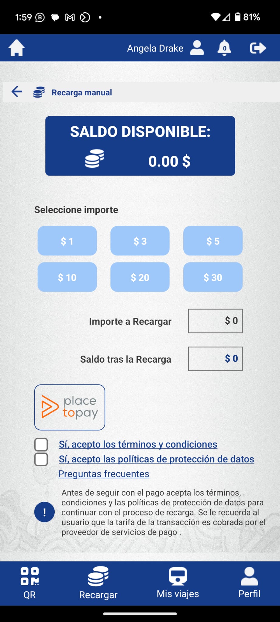 A screenshot of the Quito Metro app.