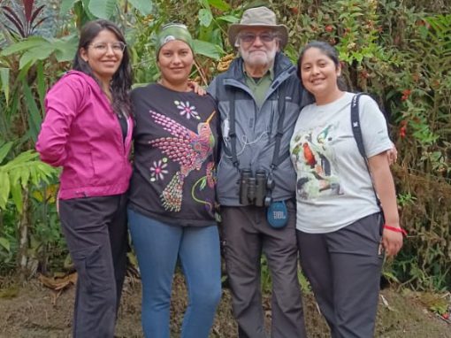 Janeth, Doris, Paul, and Laura Four people smile at the photographer for a group picture. From right to left, Janeth Gualco, Doris Villalba, Paul Greenfield, Laura Gualco
