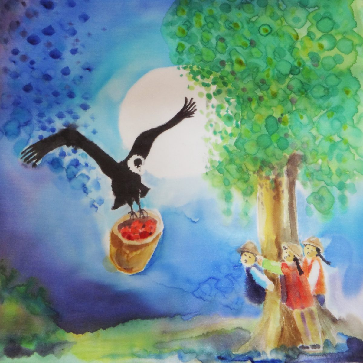 Secret Revealed | Original Artwork from King of the Condors Condor arrives with food, original artwork from King of the Condors
