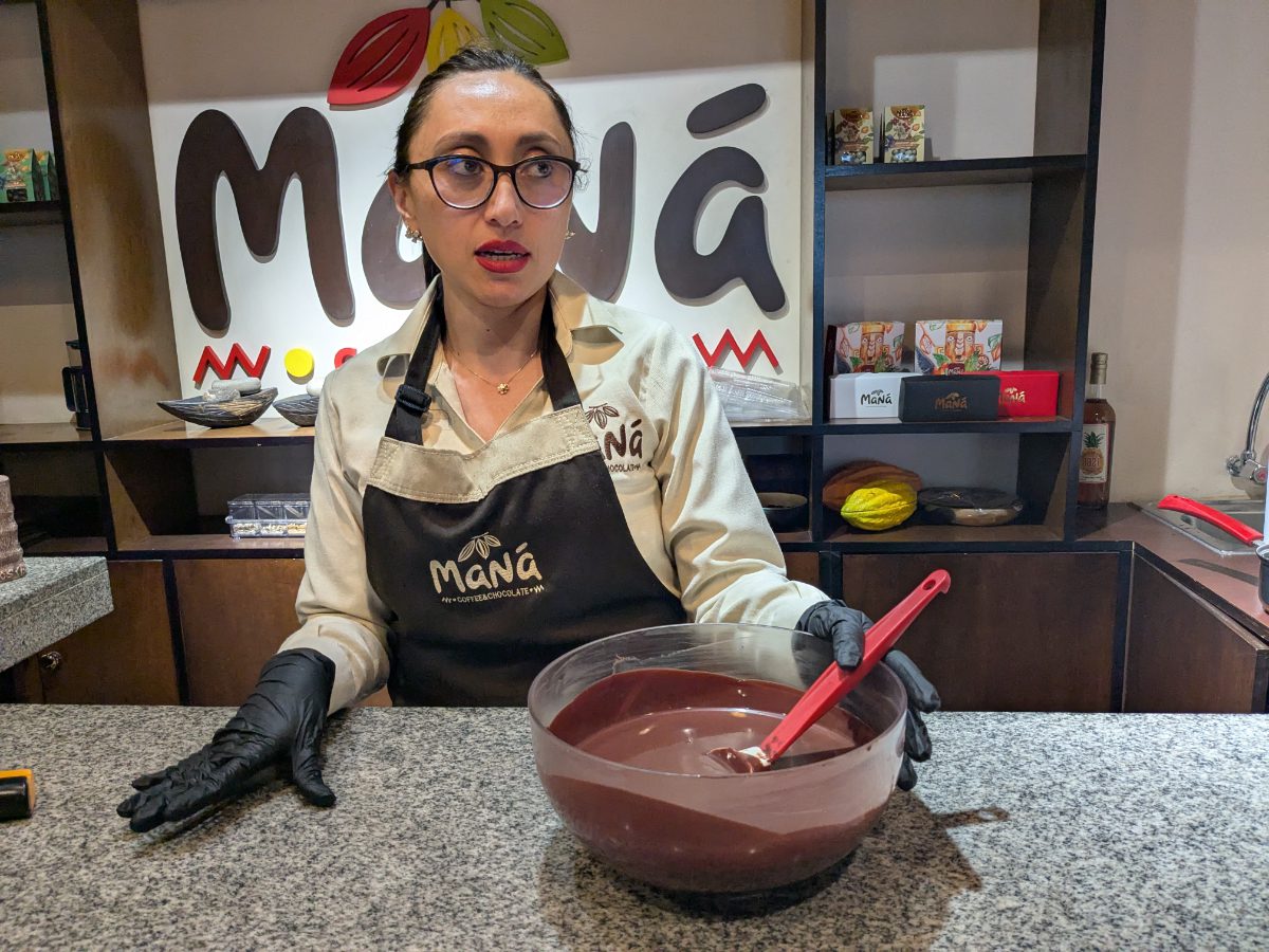 Giannini with a bowl of chocolate waiting to be tempered.