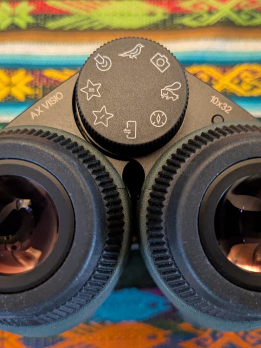 A close-up of the app dial on Swarovski's AX Visio Smart Binoculars.