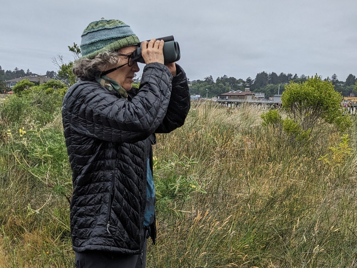 Angie testing the AX Visio in along the coastal wetlands of Newport, Oregon.