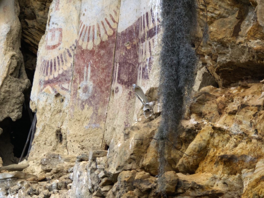 A close-up of the lower halves of the Karajia sarcophagi show symbols that may signify gender