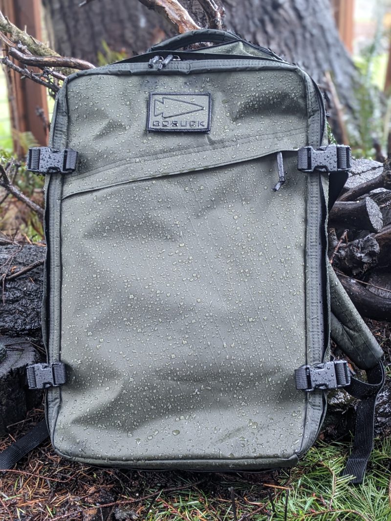 The GORUCK GR3 in X-PAC after a few hours in the rain