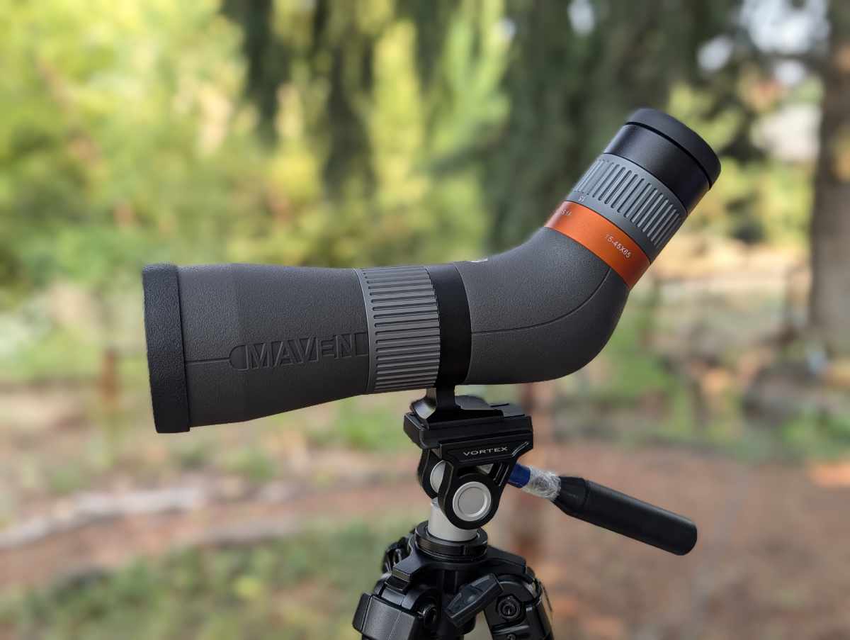 A Maven CS1.A spotting scope in the wild... perched on a Vortex Tripod.